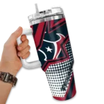 customized houston texans arrow burst blue curved tumbler best selling.webp