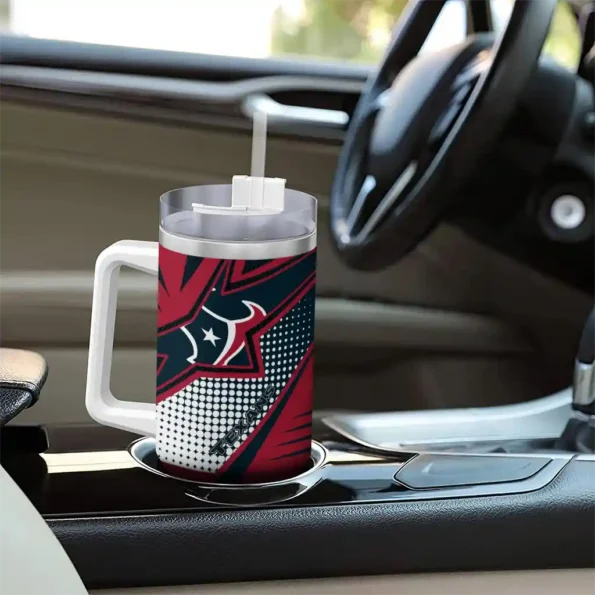 customized houston texans arrow burst blue curved tumbler trendy.webp