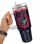 customized houston texans bullseye drips blue curved tumbler best selling.webp