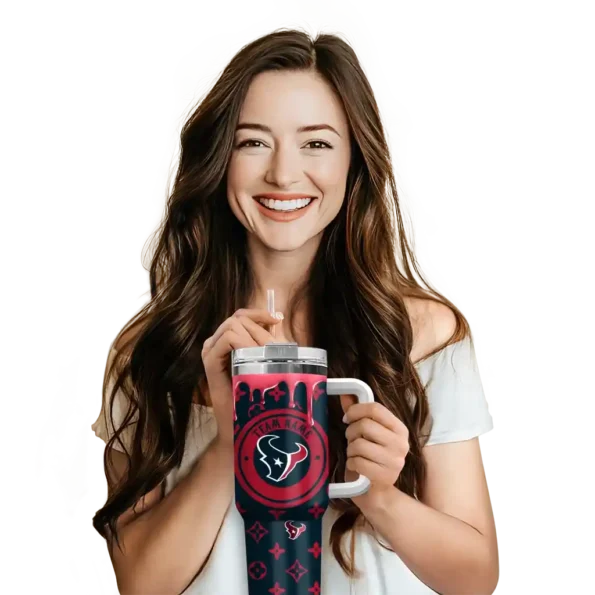 customized houston texans bullseye drips blue curved tumbler premium grade.webp