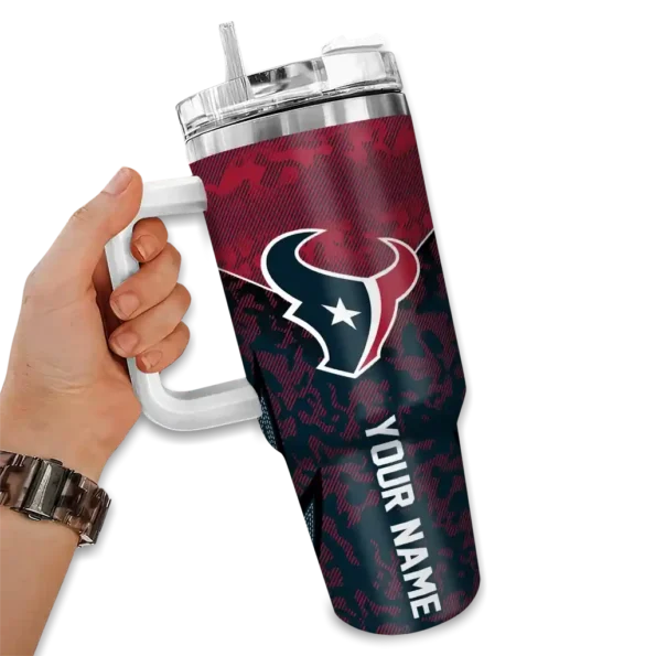 customized houston texans chevron stripe blue curved tumbler fashion forward.webp
