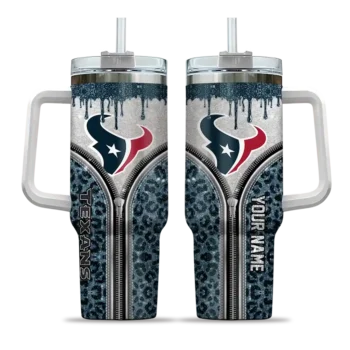 customized houston texans leopard zipper blue curved tumbler best selling.webp