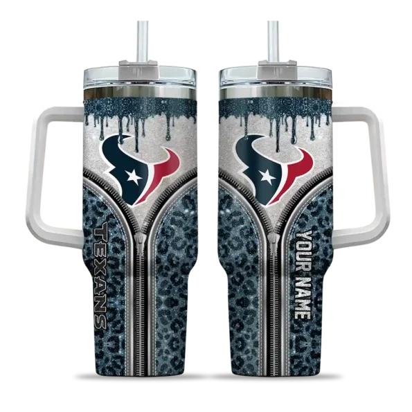 customized houston texans leopard zipper blue curved tumbler best selling.webp