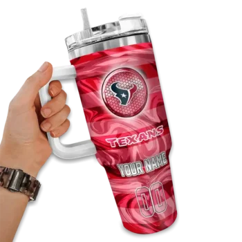 customized houston texans marbled stripes blue curved tumbler fashion forward.webp