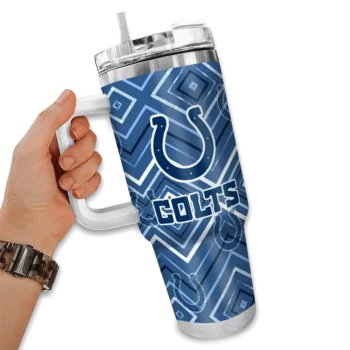 customized indianapolis colts bold diamonds blue curved tumbler fashion forward.webp