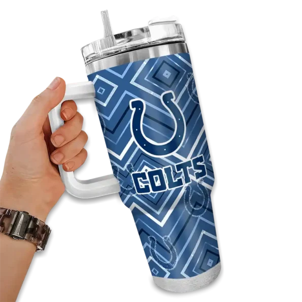 customized indianapolis colts bold diamonds blue curved tumbler fashion forward.webp