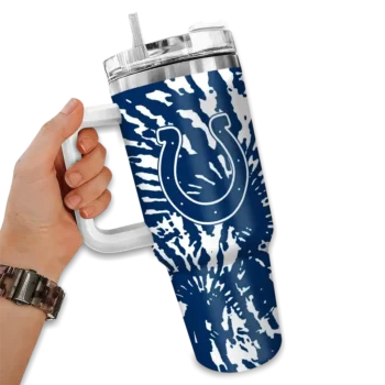customized indianapolis colts burst swirl blue curved tumbler fashion forward.webp