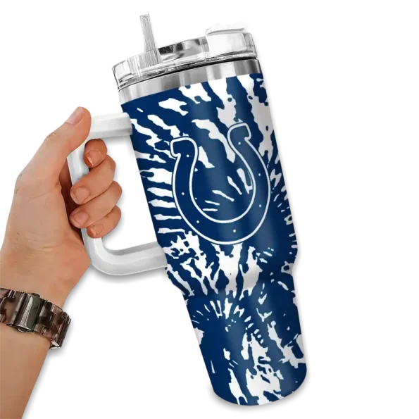 customized indianapolis colts burst swirl blue curved tumbler fashion forward.webp