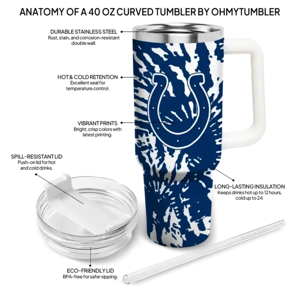 customized indianapolis colts burst swirl blue curved tumbler new arrival.webp