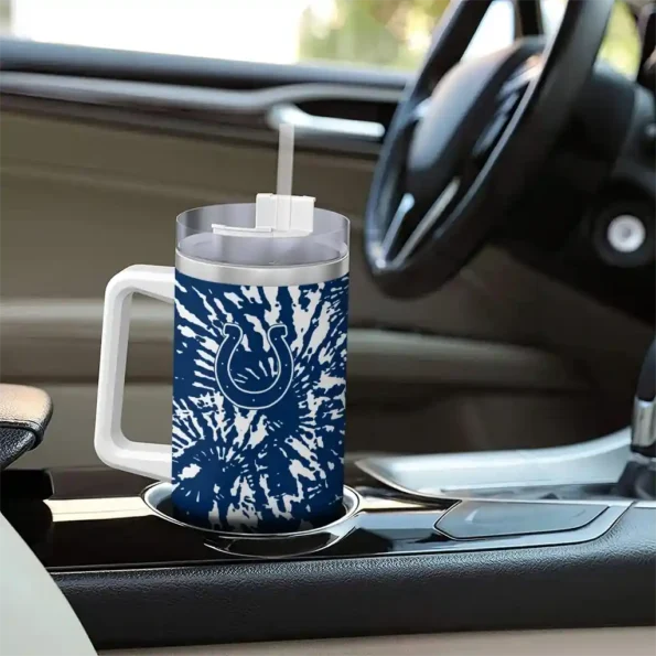 customized indianapolis colts burst swirl blue curved tumbler trendy.webp