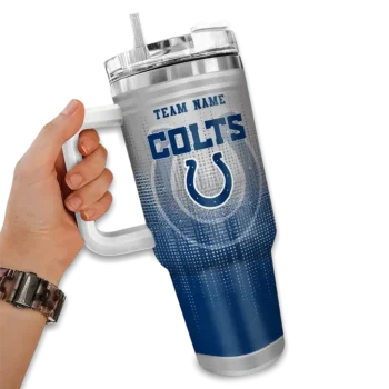 customized indianapolis colts gradient dots blue curved tumbler fashion forward.webp