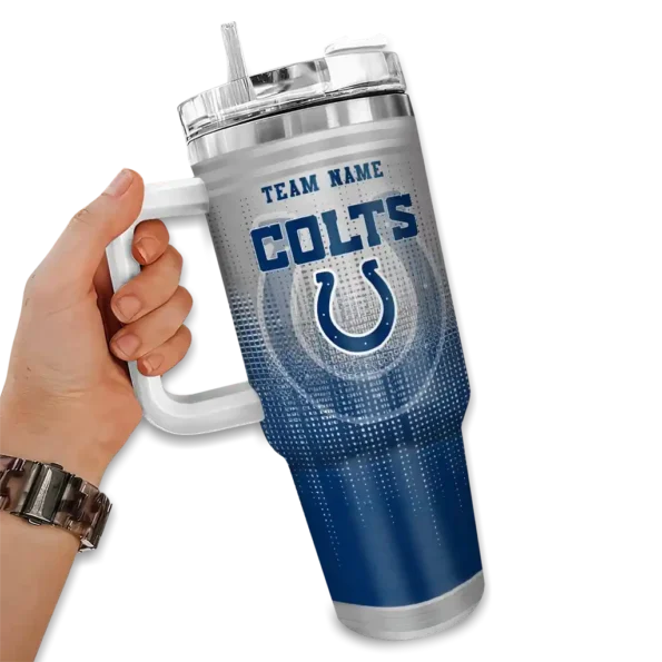 customized indianapolis colts gradient dots blue curved tumbler fashion forward.webp