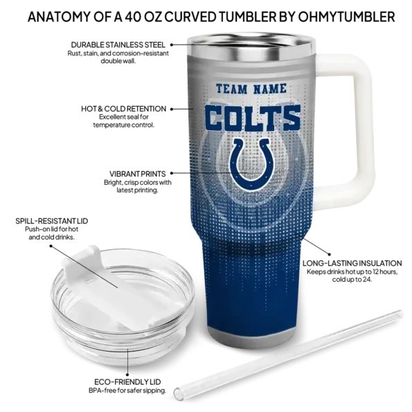 customized indianapolis colts gradient dots blue curved tumbler new arrival.webp