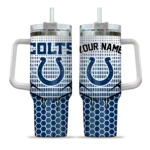 customized indianapolis colts hex texture blue curved tumbler best selling.webp