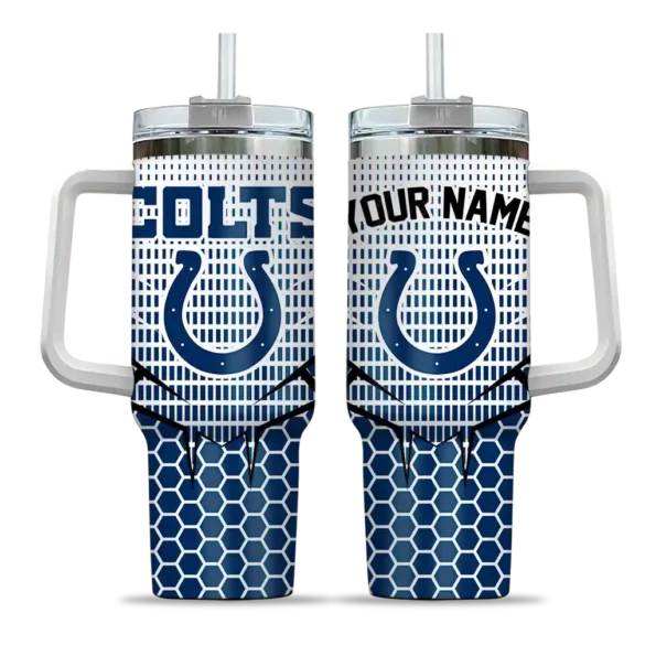 customized indianapolis colts hex texture blue curved tumbler best selling.webp