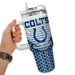 customized indianapolis colts hex texture blue curved tumbler best selling.webp