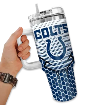 customized indianapolis colts hex texture blue curved tumbler fashion forward.webp