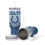 customized indianapolis colts hex texture blue curved tumbler best selling.webp