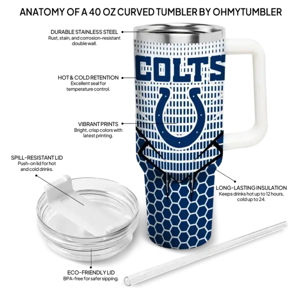customized indianapolis colts hex texture blue curved tumbler new arrival.webp