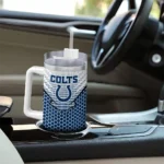 customized indianapolis colts hex texture blue curved tumbler best selling.webp