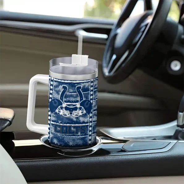 customized indianapolis colts honey streaks blue curved tumbler trendy.webp