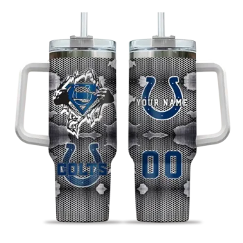 customized indianapolis colts superman shield blue gray curved tumbler best selling.webp