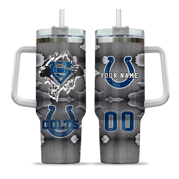 customized indianapolis colts superman shield blue gray curved tumbler best selling.webp