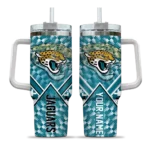 customized jacksonville jaguars chevron angle teal curved tumbler best selling.webp