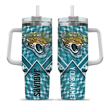 customized jacksonville jaguars chevron angle teal curved tumbler best selling.webp