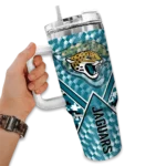 customized jacksonville jaguars chevron angle teal curved tumbler best selling.webp