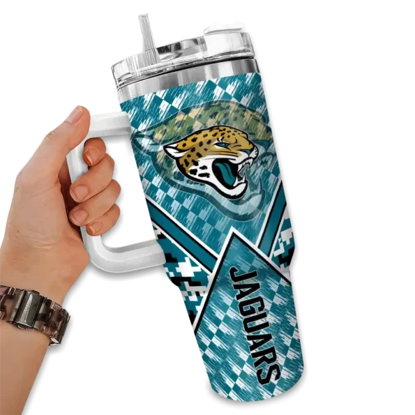 customized jacksonville jaguars chevron angle teal curved tumbler fashion forward.webp