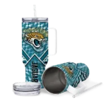 customized jacksonville jaguars chevron angle teal curved tumbler best selling.webp