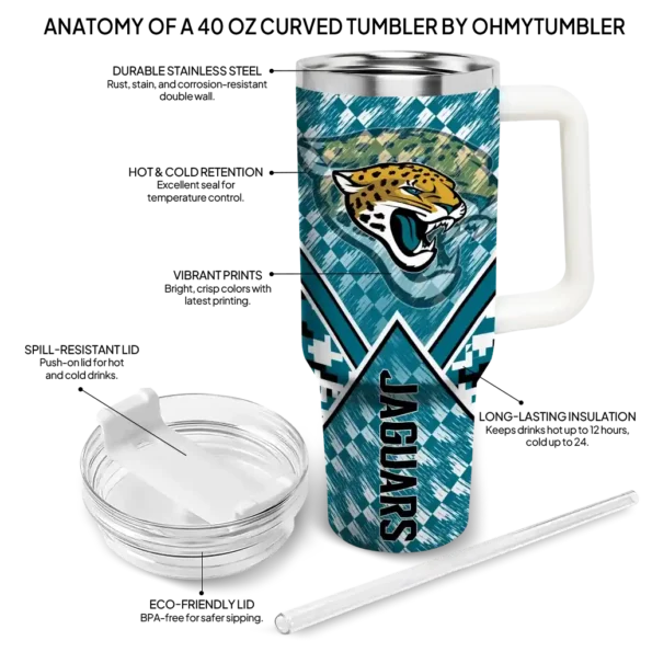 customized jacksonville jaguars chevron angle teal curved tumbler new arrival.webp