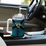 customized jacksonville jaguars chevron layers teal curved tumbler best selling.webp