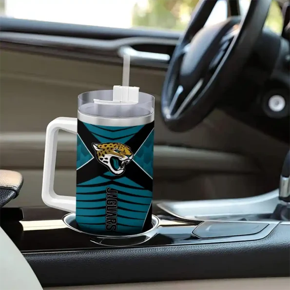 customized jacksonville jaguars chevron layers teal curved tumbler trendy.webp