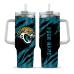 customized jacksonville jaguars claw cut teal black curved tumbler best selling.webp