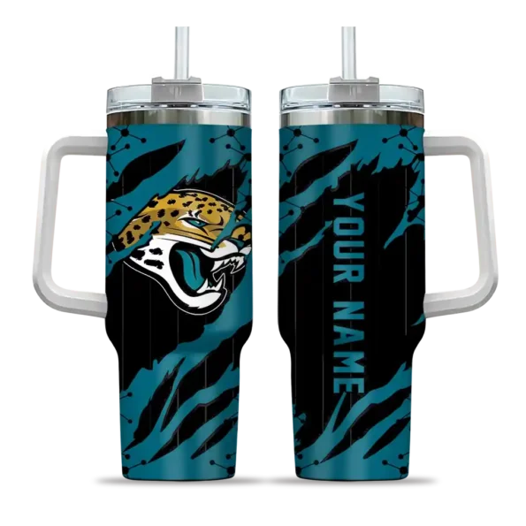 customized jacksonville jaguars claw cut teal black curved tumbler best selling.webp