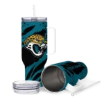 customized jacksonville jaguars claw cut teal black curved tumbler best selling.webp