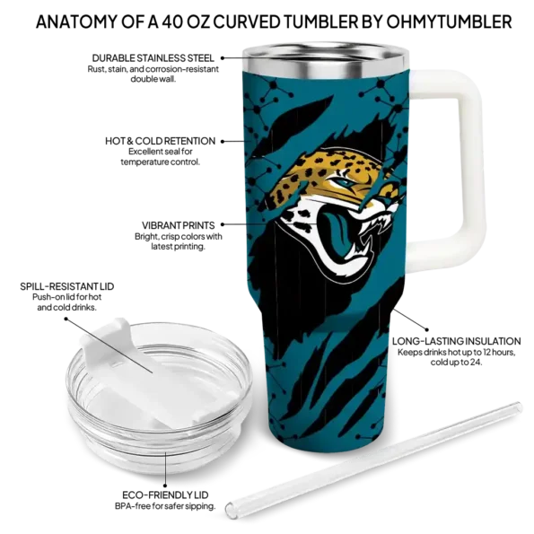 customized jacksonville jaguars claw cut teal black curved tumbler new arrival.webp