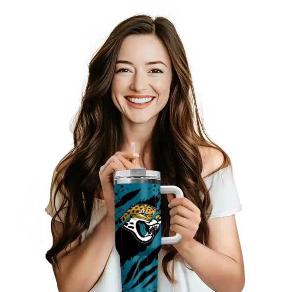 customized jacksonville jaguars claw cut teal black curved tumbler premium grade.webp