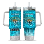 customized jacksonville jaguars geometric prism teal curved tumbler best selling.webp