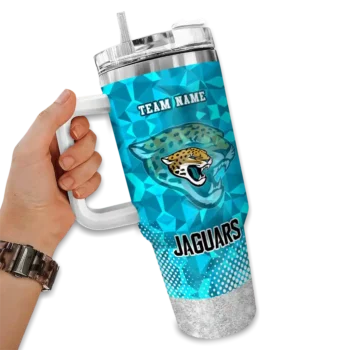 customized jacksonville jaguars geometric prism teal curved tumbler fashion forward.webp