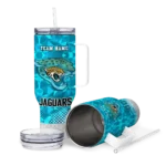 customized jacksonville jaguars geometric prism teal curved tumbler best selling.webp
