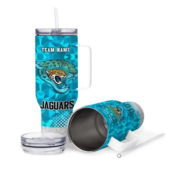 customized jacksonville jaguars geometric prism teal curved tumbler high quality.webp