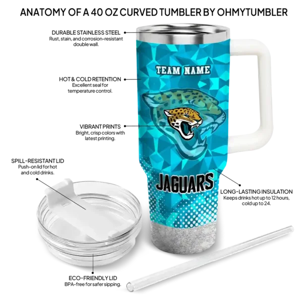 customized jacksonville jaguars geometric prism teal curved tumbler new arrival.webp