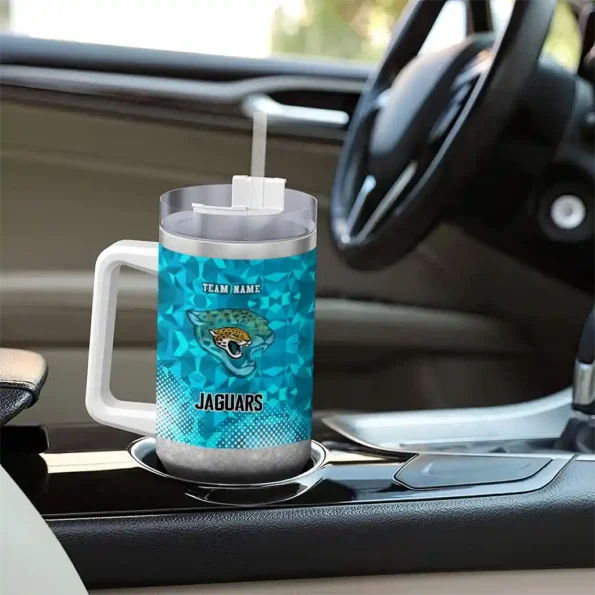 customized jacksonville jaguars geometric prism teal curved tumbler trendy.webp