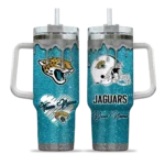 customized jacksonville jaguars heart helmet motif teal curved tumbler best selling.webp