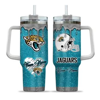 customized jacksonville jaguars heart helmet motif teal curved tumbler best selling.webp