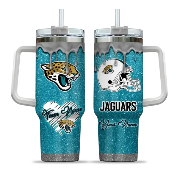 customized jacksonville jaguars heart helmet motif teal curved tumbler best selling.webp