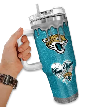 customized jacksonville jaguars heart helmet motif teal curved tumbler fashion forward.webp